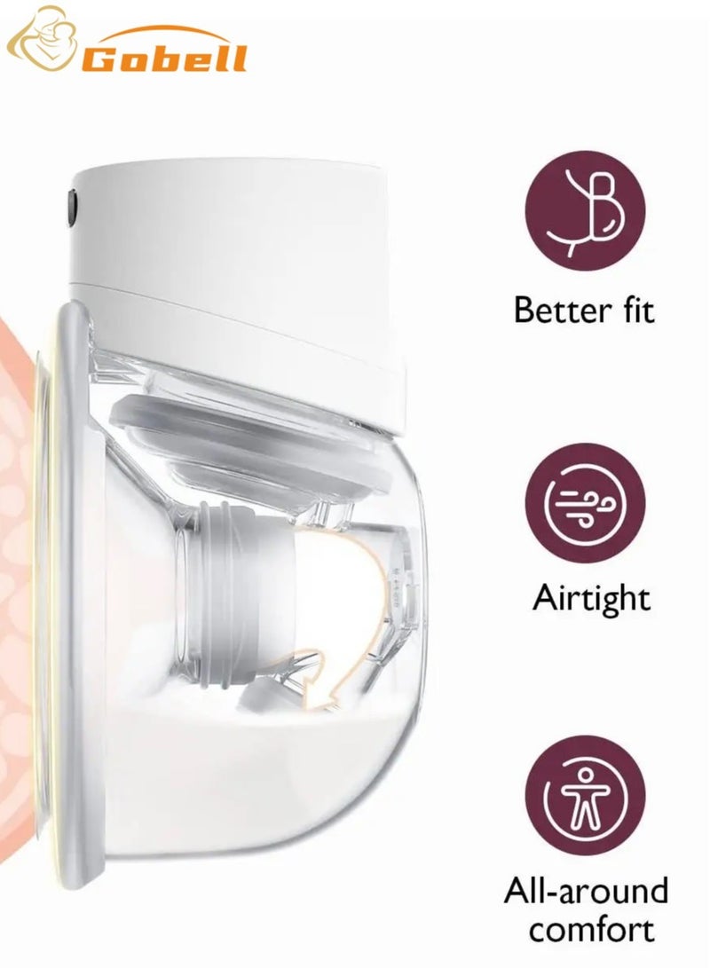 جوبل قطعتان من مضخة شفط الحليب القابلة للارتداء بتصميم خالٍ من الألم الكل في واحد مع أكياس تخزين الحليب - Image 3