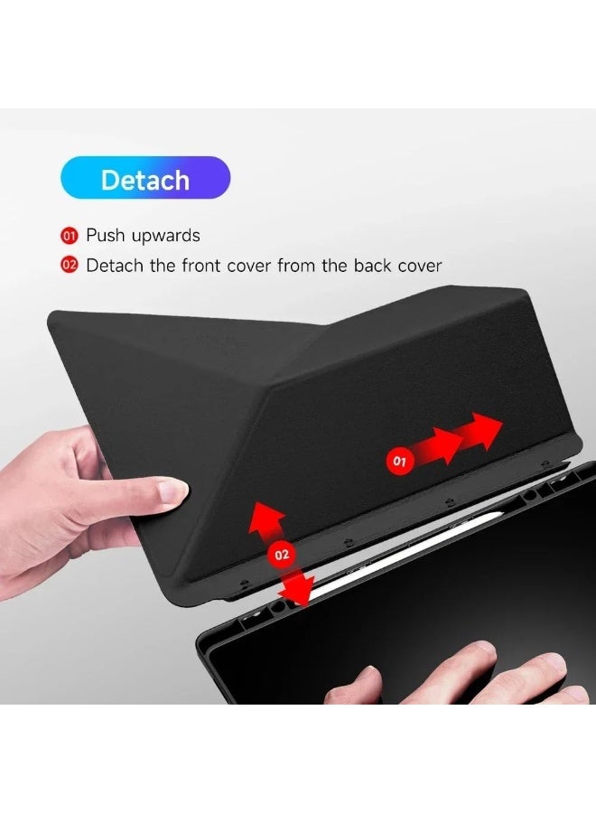 عام غطاء متوافق مع سامسونج جالاكسي تاب S11 الترا 14.6 بوصة 2025، غلاف ثلاثي الطي مغناطيسي بلوحة خلفية شفافة قابلة للطي مع فتحة قلم ووظيفة النوم/الاستيقاظ التلقائي. - Image 4