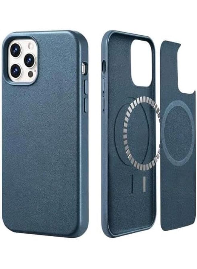 erorex Iphone 15 Pro Max Leather Case With Mag Safe Protective Cover Hard Pc Leather Magnetic Shockproof Cases Military Grade Anti Drop For Iphone 15 Pro Max Phone Case Blue  - Image 2