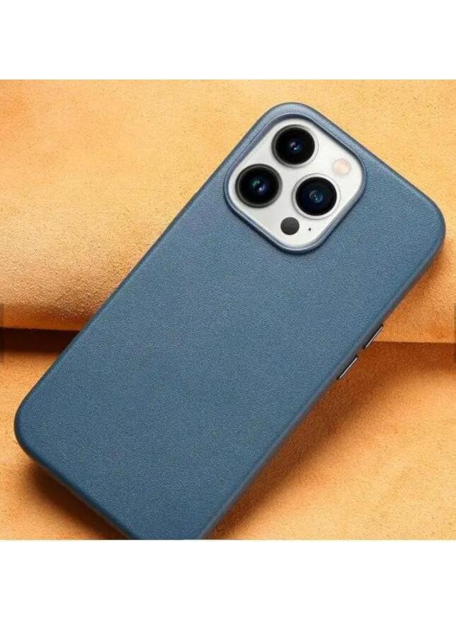 erorex Iphone 15 Pro Max Leather Case With Mag Safe Protective Cover Hard Pc Leather Magnetic Shockproof Cases Military Grade Anti Drop For Iphone 15 Pro Max Phone Case Blue  - Image 1
