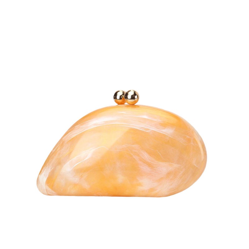 Fashionable French-Style Marble Pattern Lock Box Bag, Acrylic Shell Bag, Banquet Egg-Shaped Handbag, Crossbody Bag, Handbag - Image 5