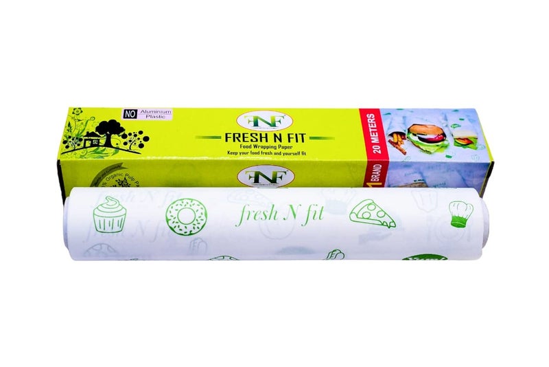 FRESH N FIT Fresh N Fit Food Wrapping Paper Roll 20 Meters Single Pack Roti Wrap Food Grade Non Stick I Microwave Safe Butter Paper Kitchen Food Wrap Core Roll Inside 100 Hygienic
