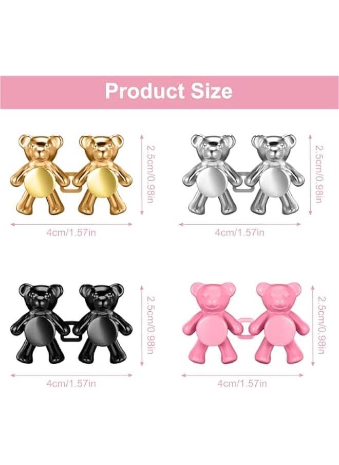 Generic - 4 Set Pant Waist Tightener, Cute Bear Pants Clips Jean ons Adjustable Waist Buckle Set No Sew and No Tools on Pins to Tighten Waist for Women Girl Pants Dress Jeans Skirts Sleeves - Image 1
