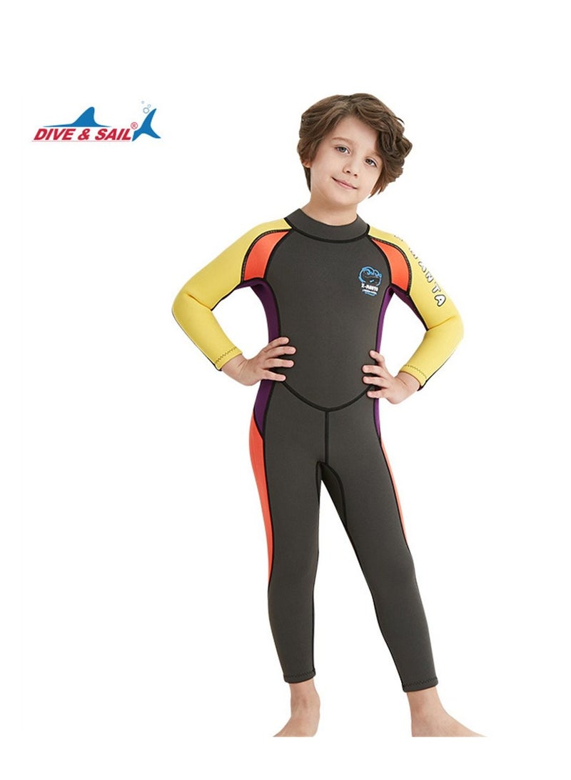 DIVE & SAIL Children's Wetsuit 2.5mm One-piece Thickened Warm Swimsuit Long-sleeved Cold Swimsuit Green - Image 1