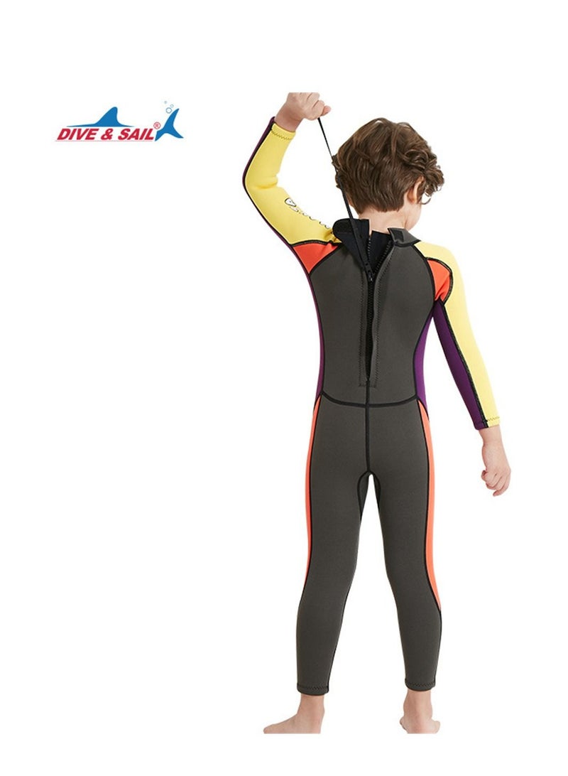 DIVE & SAIL Children's Wetsuit 2.5mm One-piece Thickened Warm Swimsuit Long-sleeved Cold Swimsuit Green - Image 2