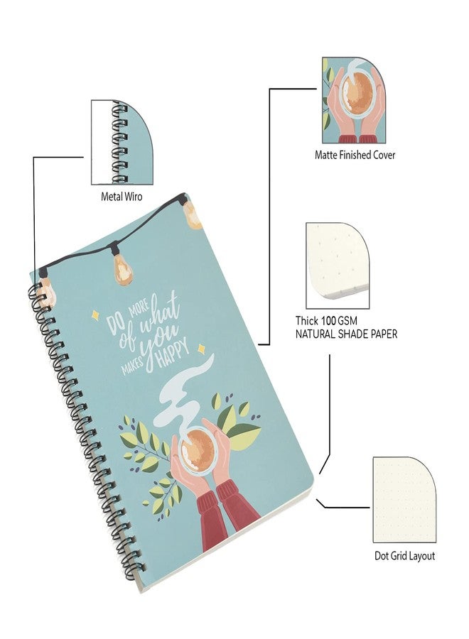 Papboo A5 Handy, DO More, Easy to Carry Spiral Wiro Notebook : 100 GSM Natural Shade Paper, Dot Grid, 120 Pages, Journal, Diary, Gift - Image 5