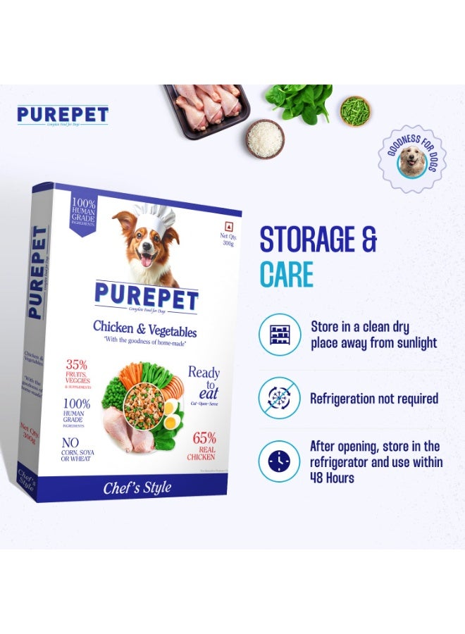 بيوربيت طعام "بيوربيت" (Purepet) الطازج للكلاب 300 جم | دجاج وخضروات للكلاب البالغة والجِراء | غني بالبروتين (65% دجاج حقيقي و35% فواكه وخضروات) | خالٍ من المواد الحافظة | جاهز للتقديم | مناسب لجميع السلالات (عبوة من 3 قطع) - Image 4