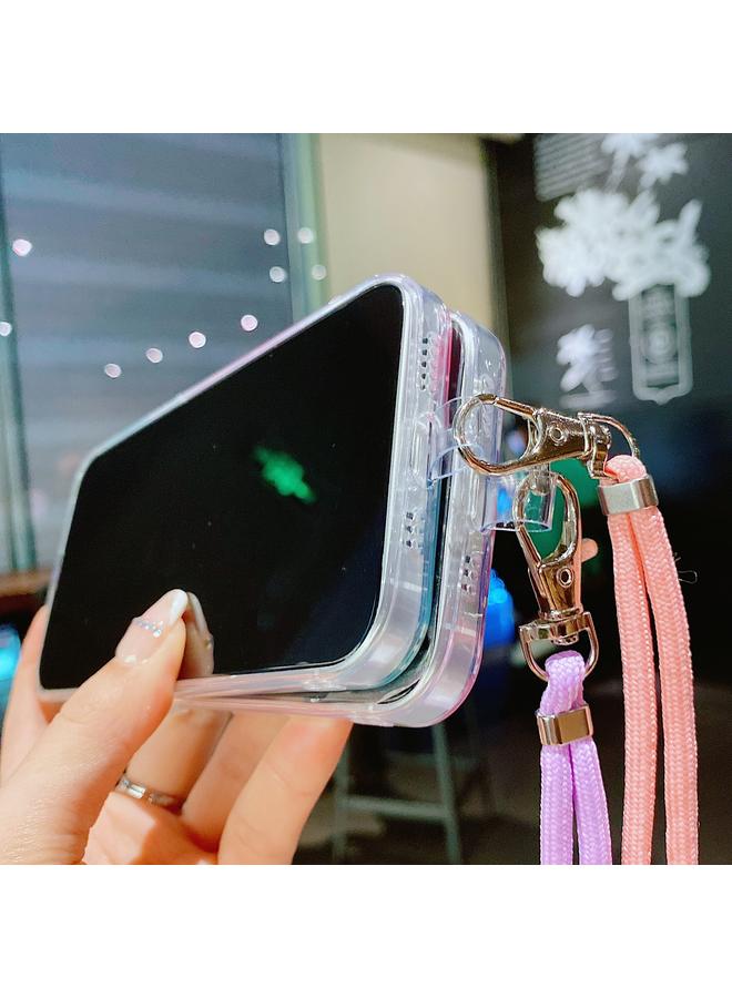 اس-توب جراب لهاتف iPhone 13 Pro Max من مادة TPU بنمط رخامي مجوف مع فتحة دقيقة وحزام للرقبة - Image 5