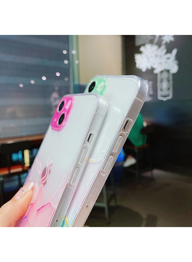 اس-توب جراب لهاتف iPhone 13 Pro Max من مادة TPU بنمط رخامي مجوف مع فتحة دقيقة وحزام للرقبة - Image 4