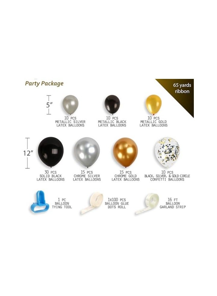Generic - 2021 New Years Eve Decorations Gold Black Silver Balloon Garland Kit Balloons Arch Confetti For Birthday Engagement Retirement Party Supplies - Image 1