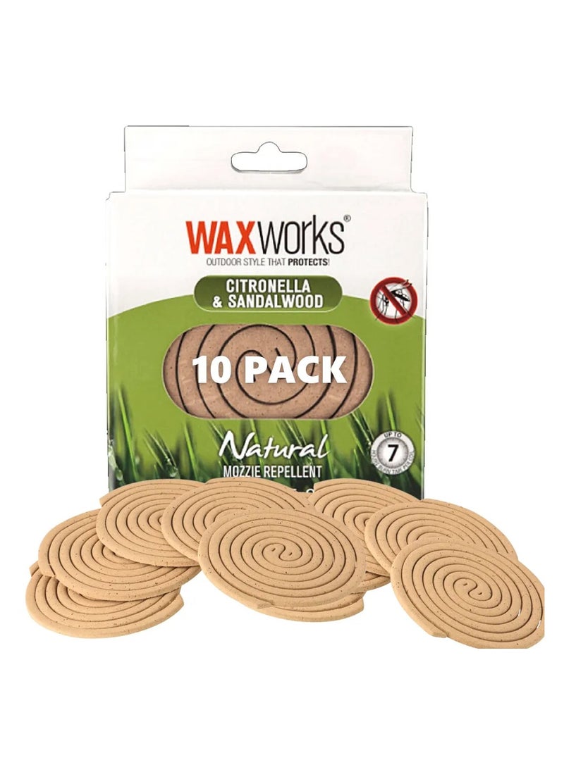Waxworks Citronella and Sandal wood Incense MOSQUITO Coil - Pack of 10 