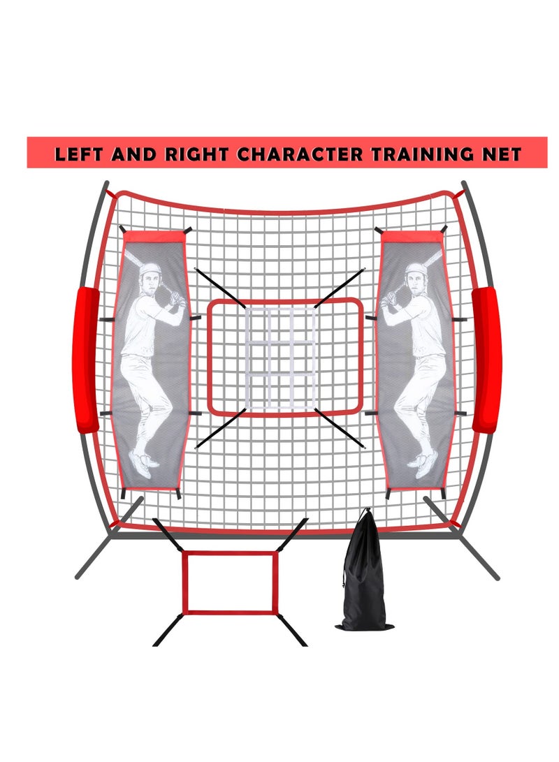 Generic 4 Pcs Baseball Pitching Net Set, Baseball Backstop Softball Practice Net, Target Dummy Batter Training Aids with Adjustable 9 Hole Pitching Net Strike Zone, Portable Hitting Trainer  - Image 2