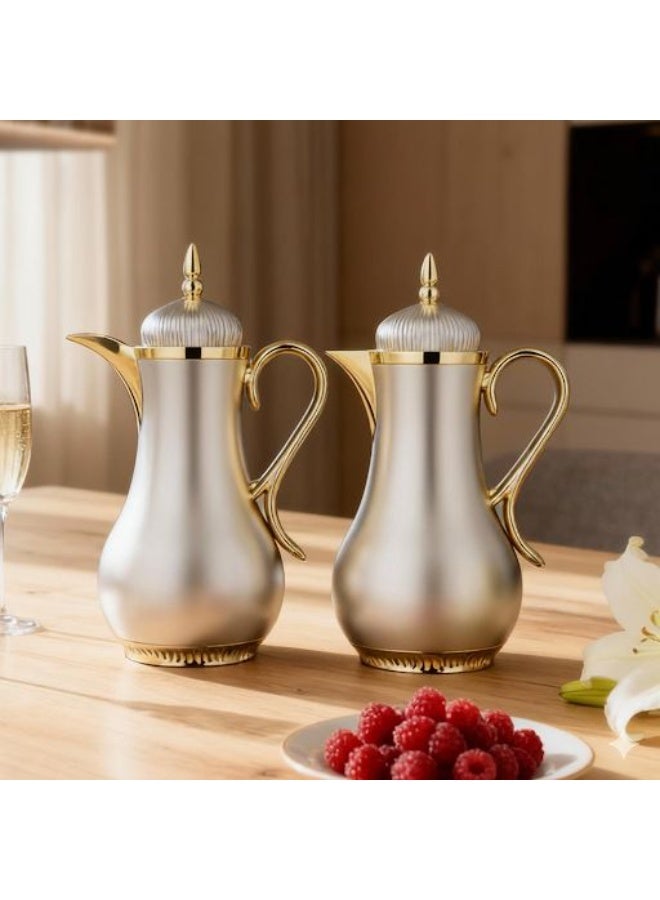 Refan Tea and Coffee Thermos Set, Stylish Design, 1 Liter / 1 Liter