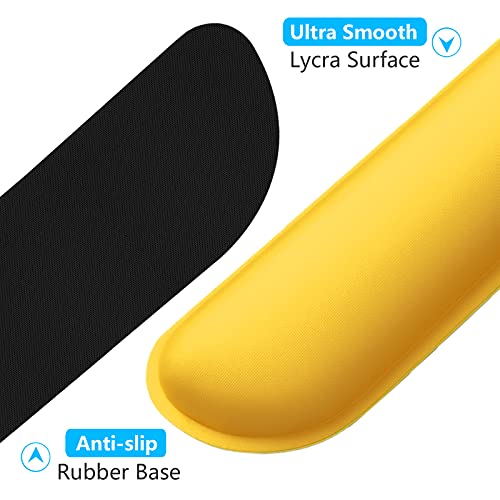 Dapesuom Enlarge Keyboard Wrist Rest, Memory Foam Wrist Cushion for Desk Mats Support, Cute Typing Pain Relief Keyboard Mouse Pad Rests Set with Non-Slip Base for Gaming Laptop Office, Apricot Yellow - Image 4