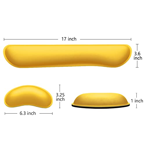 Dapesuom Enlarge Keyboard Wrist Rest, Memory Foam Wrist Cushion for Desk Mats Support, Cute Typing Pain Relief Keyboard Mouse Pad Rests Set with Non-Slip Base for Gaming Laptop Office, Apricot Yellow - Image 5