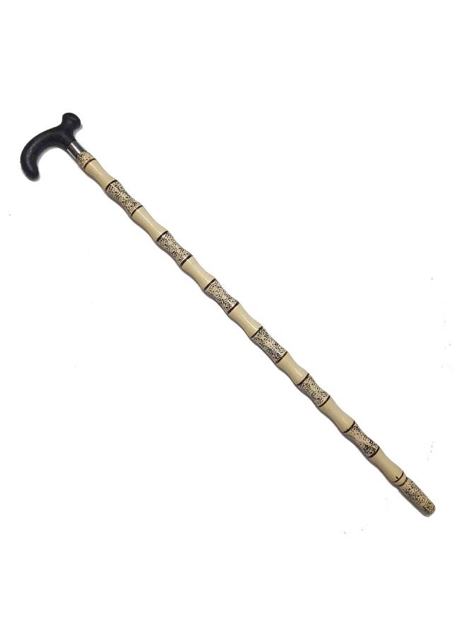 Aswan beech wood cane for men, white engraved - Image 1