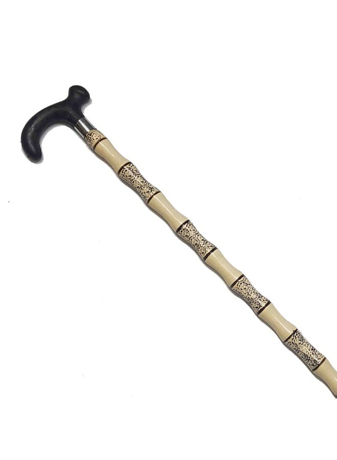 Aswan beech wood cane for men, white engraved - Image 2