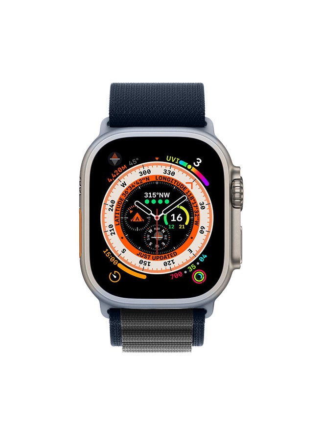 MARGOUN Watch Ultra Smartwatch With Rugged Titanium Case And Alpine Loop 49mm Fitness Tracker Precision GPS Action Button Extra Long Battery Life Alpine Loop Band Blue