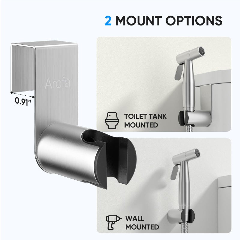 Arofa Handheld Toilet Bidet Sprayer for Toilet-Adjustable Water Pressure Control with Bidet Hose for Feminine Wash, Stainless Steel Brushed Nickel Bidet Faucet Cloth Diaper for Baby Wash - Image 5