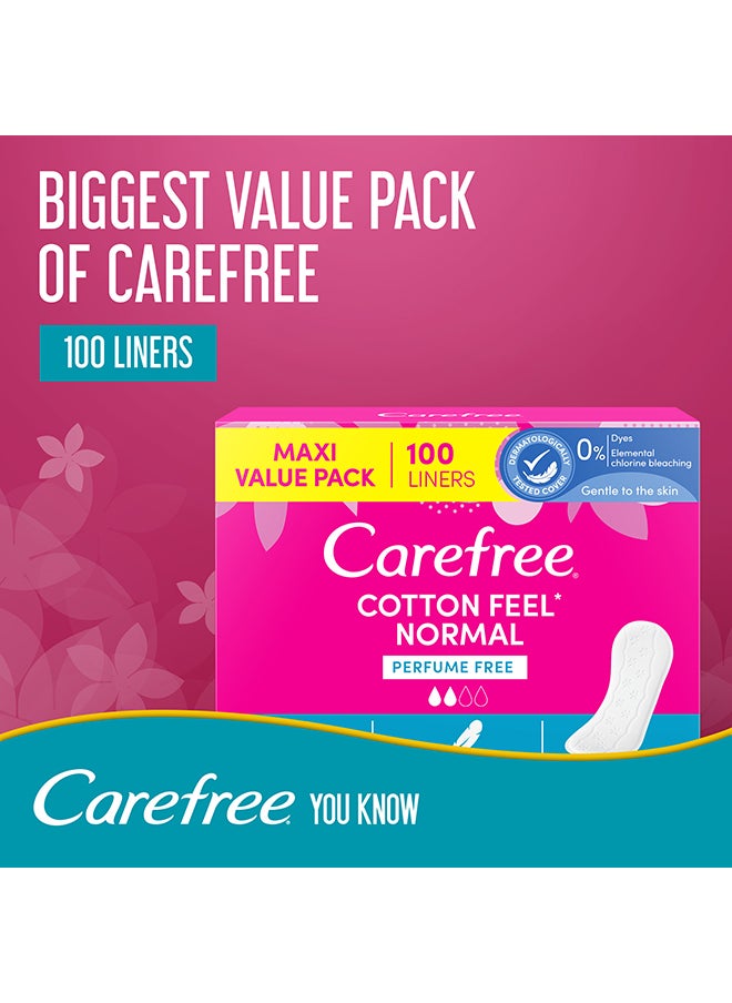 Carefree Cotton Feel Uncented For Normal Flow Panty Liners 100 Pcs  - Image 2