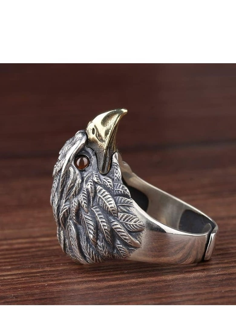 Generic - Men's Vintage 925 Sterling Silver Open Eagle Ring Unique Neutral Silver Eagle Knight Ring Men and Women Ring Animal Eagle Jewelry Gift for Veterans Men Boys - Image 1
