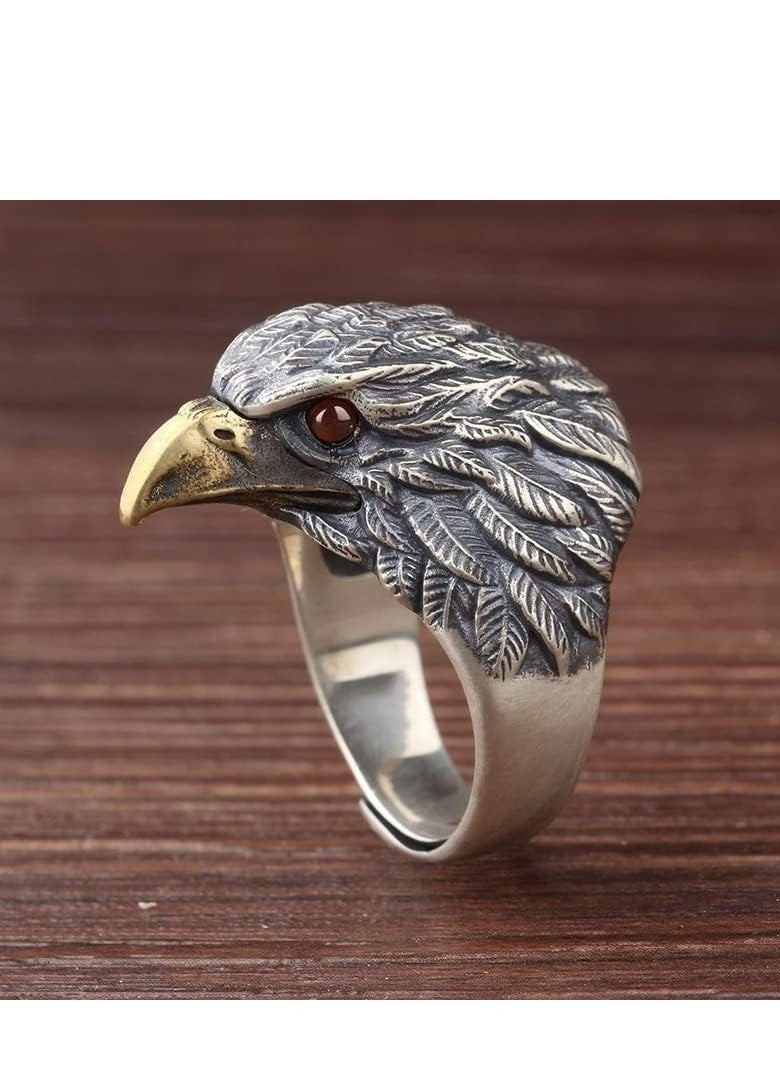 Generic - Men's Vintage 925 Sterling Silver Open Eagle Ring Unique Neutral Silver Eagle Knight Ring Men and Women Ring Animal Eagle Jewelry Gift for Veterans Men Boys - Image 1