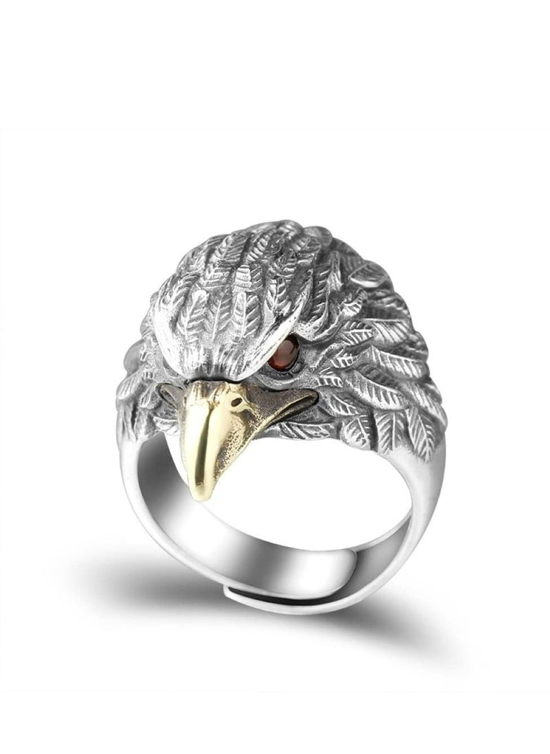 Generic - Men's Vintage 925 Sterling Silver Open Eagle Ring Unique Neutral Silver Eagle Knight Ring Men and Women Ring Animal Eagle Jewelry Gift for Veterans Men Boys - Image 1