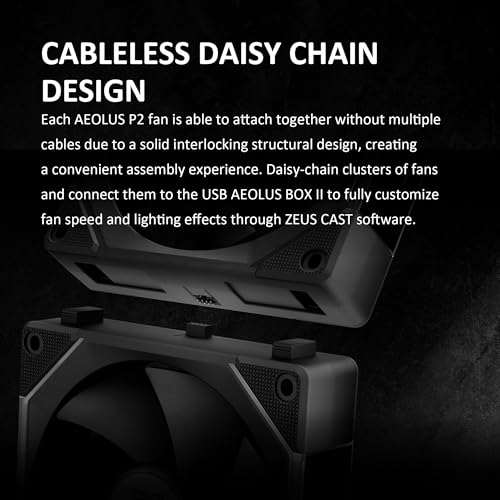 GAMDIAS Aeolus P2-1203U 120mm ARGB PWM Fan(3 Fan Pack w/USB Hub), Include Reverse Fan Blade x3, ARGB Sync Ready, Easy Installation & Cabless Daisy-Chain Design, Silent Operation, Up to 2400RPM, Black - Image 3