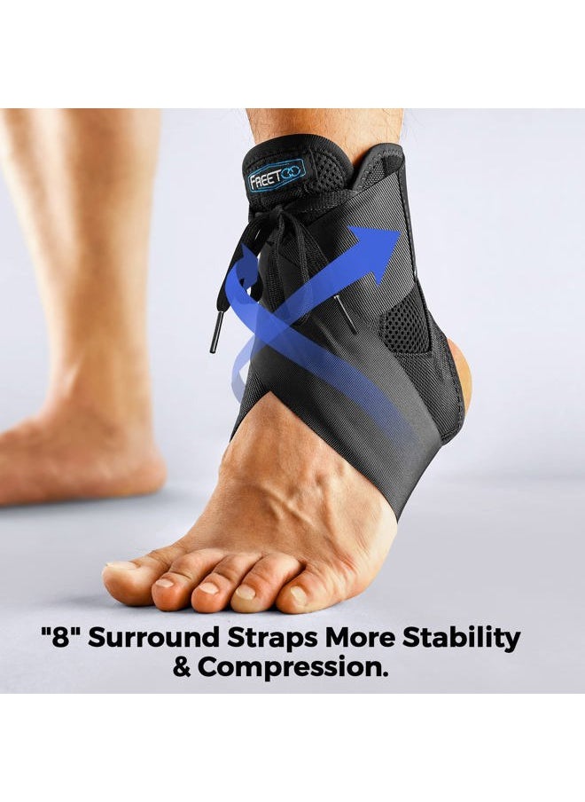 FREETOO Ankle Brace Maximum Metal Support for Men & Women, Compression Foot Support for Sprained Ankle, Plantar Fasciitis,Injury Recovery, Lace up Ankle Support for Running Volleyball Left/Right  - Image 3