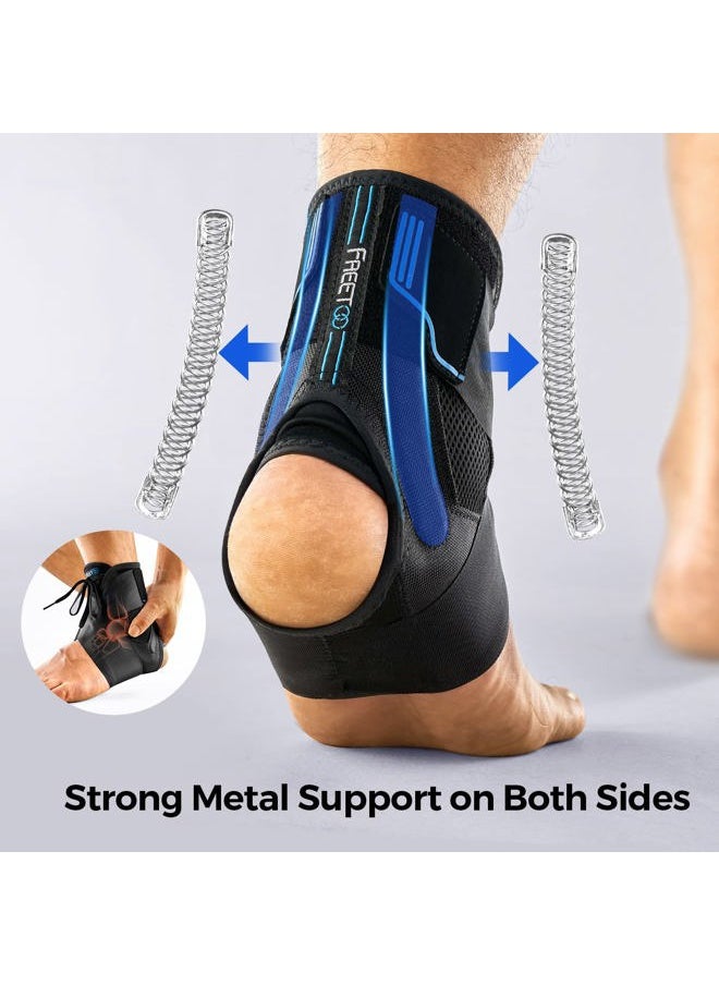 FREETOO Ankle Brace Maximum Metal Support for Men & Women, Compression Foot Support for Sprained Ankle, Plantar Fasciitis,Injury Recovery, Lace up Ankle Support for Running Volleyball Left/Right  - Image 2