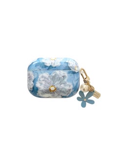 Suitable For AirPods 4 Earphone Set Creative Cartoon Shell For Apple1/2/pro2 Wireless Bluetooth Protective Cover Pendant-Color:Silicone Soft Shell + Pendant-Blue Cherry Blossom-Model:AirPods 1/2 Generation (protective Cover)