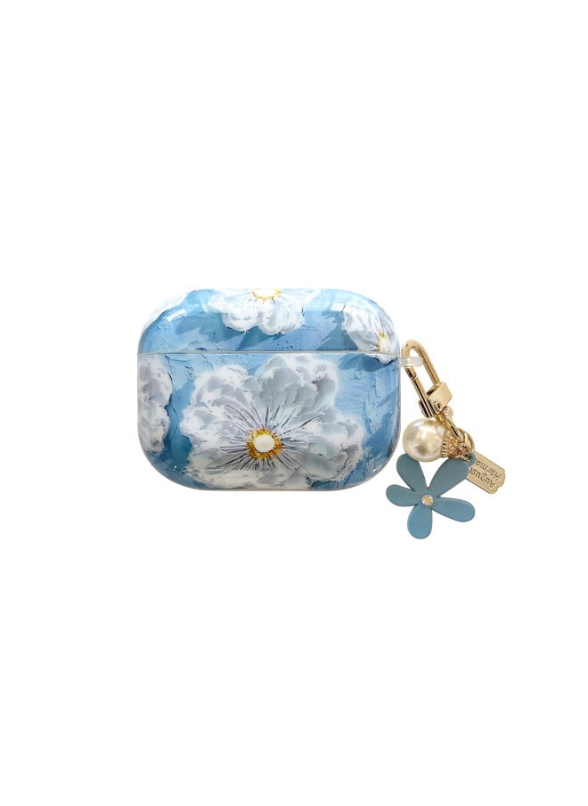 Generic - Suitable For AirPods 4 Earphone Set Creative Cartoon Shell For Apple1/2/pro2 Wireless Bluetooth Protective Cover Pendant-Color:Silicone Soft Shell + Pendant-Blue Cherry Blossom-Model:AirPods 1/2 Generation (protective Cover) - Image 1