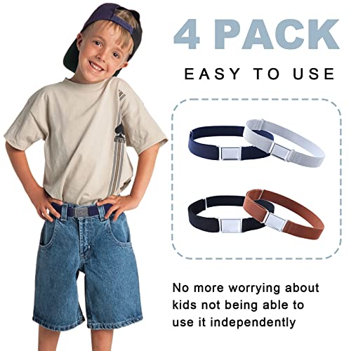 Kajeer 4PCS Kids Boys Adjustable Magnetic Belt - Elastic Belt with Easy Magnetic Buckle (Navy Blue Water Ripple/Black Water Ripple/Gray/Royal Blue) - Image 5