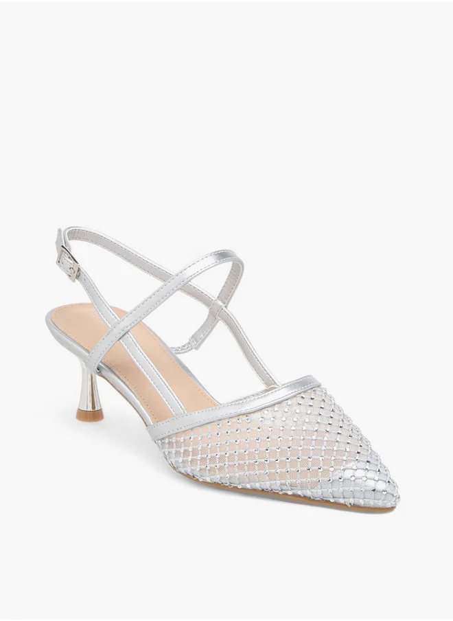 Flora Bella By Shoexpress Embellished Pointed Toe Shoes with Buckle Closure and Stiletto Heels