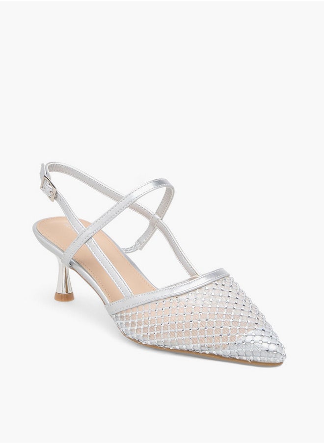 Flora Bella By Shoexpress Embellished Pointed Toe Shoes with Buckle Closure and Stiletto Heels  - Image 2
