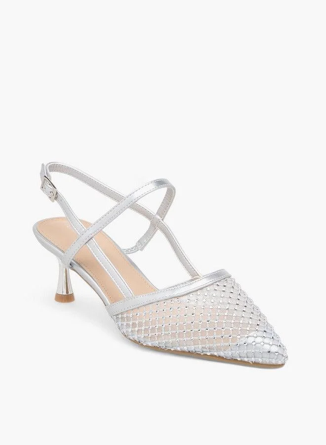 Embellished Pointed Toe Shoes with Buckle Closure and Stiletto Heels