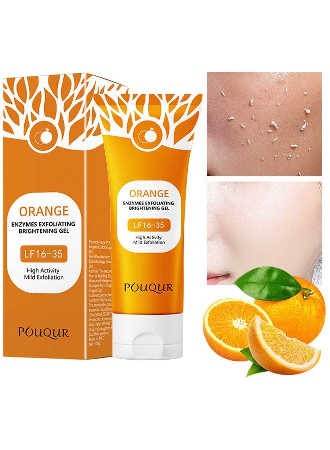 POUQUR Orange Whitening Exfoliating Brightening Gel-Dead Skin Exfoliating Moisturizer, Face Body Skin Scrub Gel Deep Cleansing, Orange Peeling Gel Lotion Vitamin C Cleanser Face Cream 100g - Image 1
