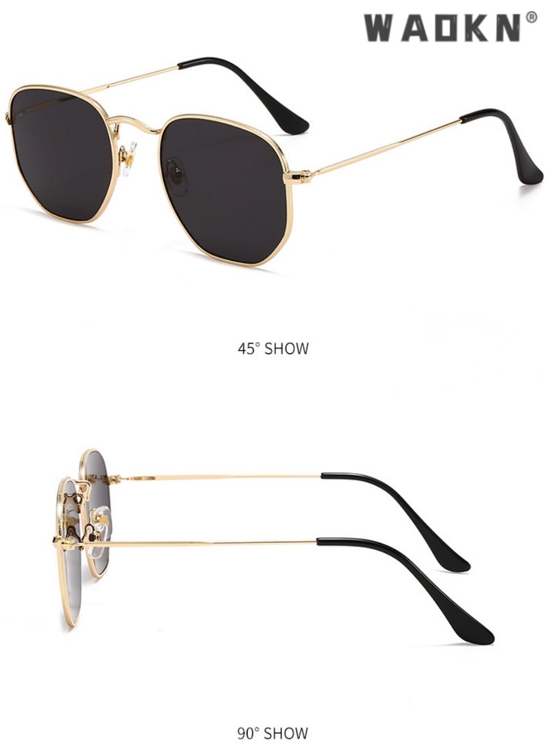 دبليو أيه أو كي أن نظارات شمسية دائرية مستقطبة للرجال، حماية من الأشعة فوق البنفسجية 400، نظارات شمسية عصرية بإطار معدني خفيف الوزن، نظارات شمسية عصرية مضادة للتوهج للرجال أثناء القيادة والصيد والسفر باللون الذهبي - Image 4