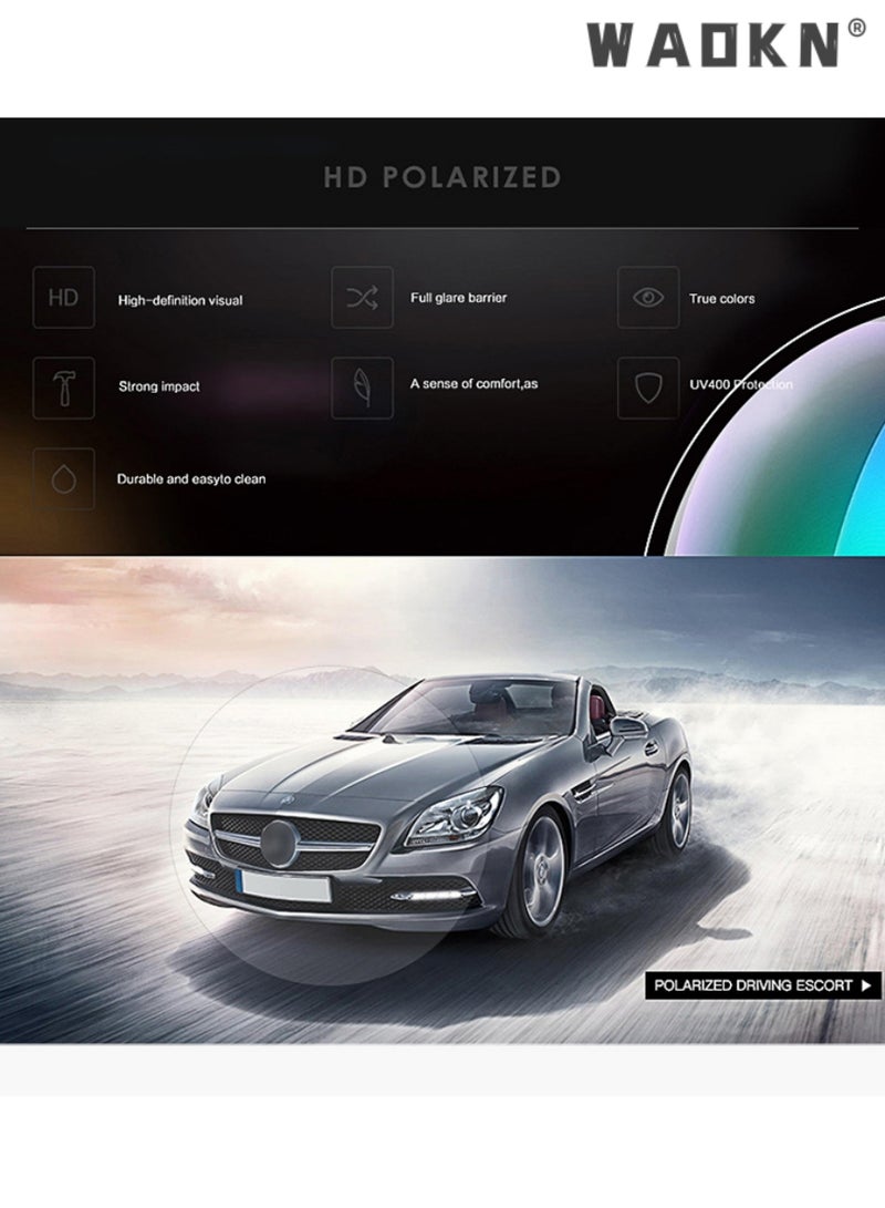 دبليو أيه أو كي أن نظارات شمسية دائرية مستقطبة للرجال، حماية من الأشعة فوق البنفسجية 400، نظارات شمسية عصرية بإطار معدني خفيف الوزن، نظارات شمسية عصرية مضادة للتوهج للرجال أثناء القيادة والصيد والسفر باللون الذهبي - Image 3