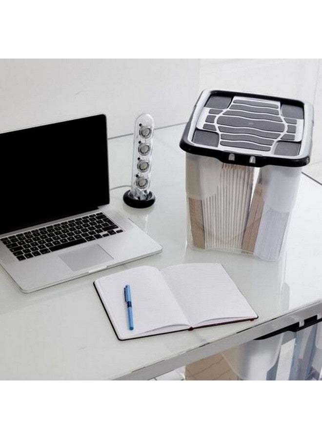 Strata Curve Stackable Storage Box with Lid Clear and Black 24 L XW205-CLR/BLK-EX - Image 2