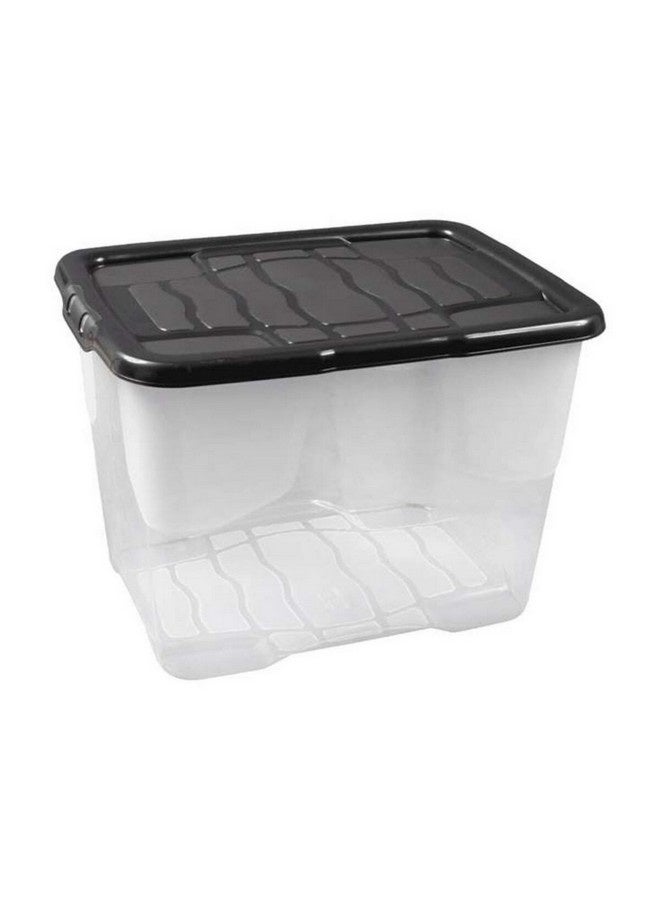 Strata Curve Stackable Storage Box with Lid Clear and Black 24 L XW205-CLR/BLK-EX - Image 1