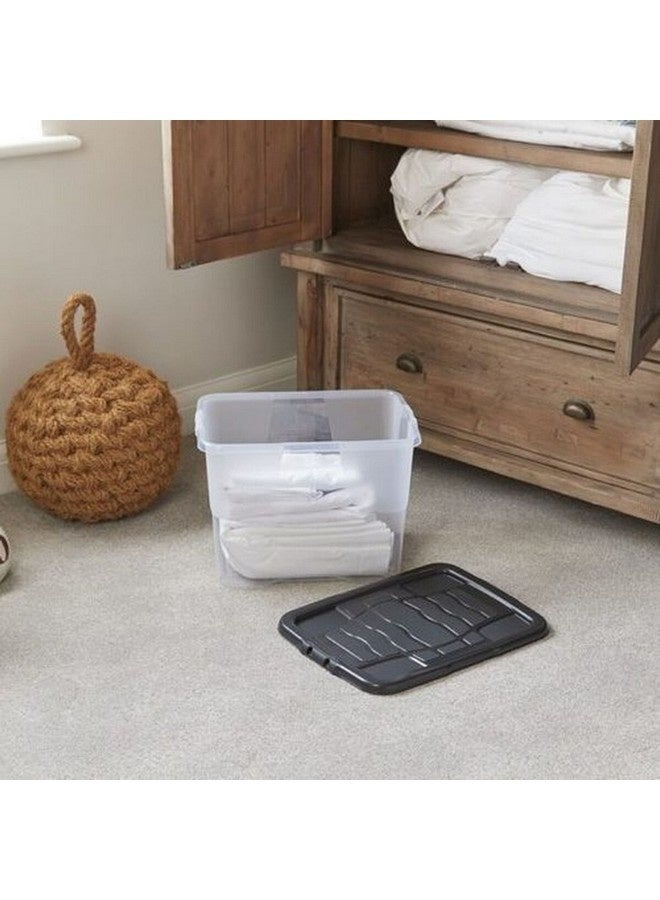 Strata Curve Stackable Storage Box with Lid Clear and Black 24 L XW205-CLR/BLK-EX - Image 3