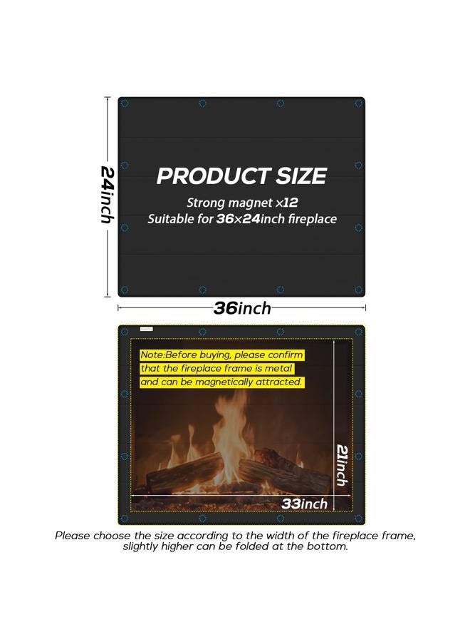 PAWBOSE Magnetic Fireplace Cover - Stop Heat Loss & Keep Drafts Out with Built-in 12 Strong Magnets for Iron Fireplace Frame, 36x24 Inch - Image 2
