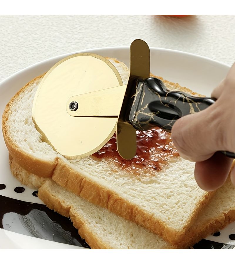 Golden Premium Pizza Cutter Comfortable Grip Creative Kitchen Tool - Image 3
