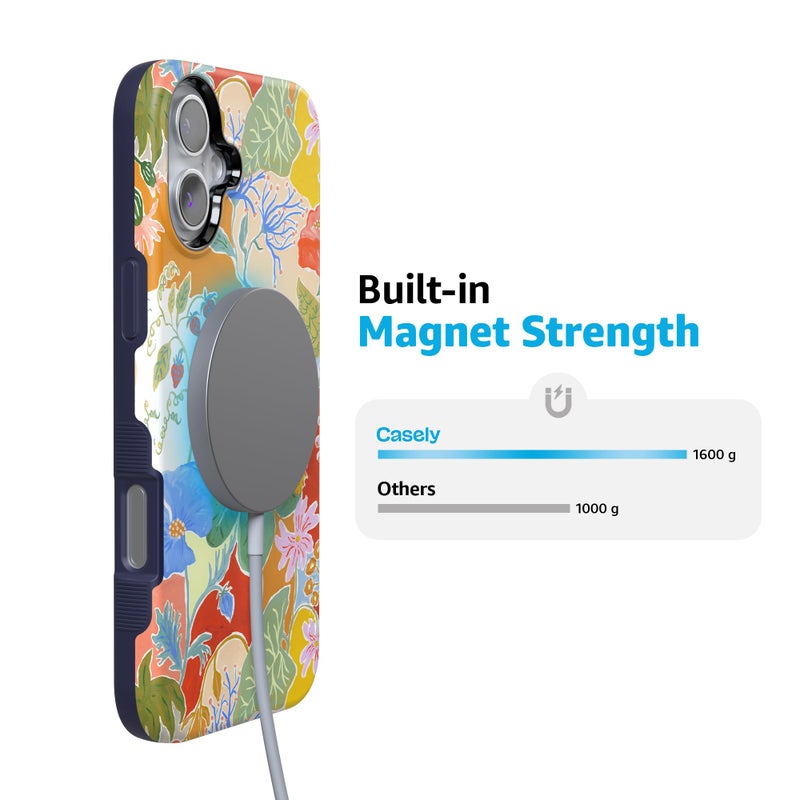 Casely iPhone 16 Case | Botanical Blooms | Floral Patchwork | Bold Protective Design | Compatible with MagSafe - Image 3