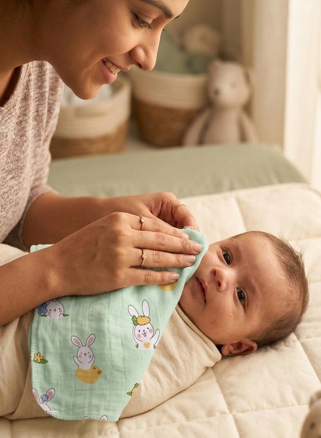 Rachna Baby Washcloths Organic Muslin Cotton | Ultra Soft Ultra Absorbent 2-Layer Napkin Set for Newborn | Quick Drying Reusable Face Wipes | Multicolour Prints | Pack of 6 | 30 x 30 cm (176A) - Image 3