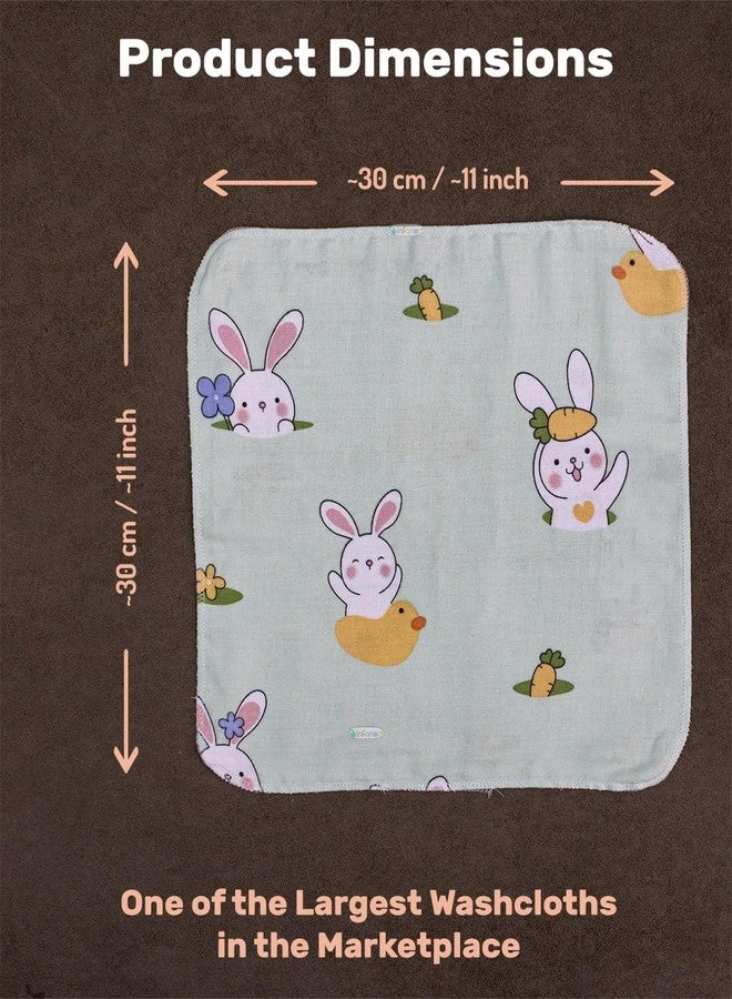 Rachna Baby Washcloths Organic Muslin Cotton | Ultra Soft Ultra Absorbent 2-Layer Napkin Set for Newborn | Quick Drying Reusable Face Wipes | Multicolour Prints | Pack of 6 | 30 x 30 cm (176A) - Image 4