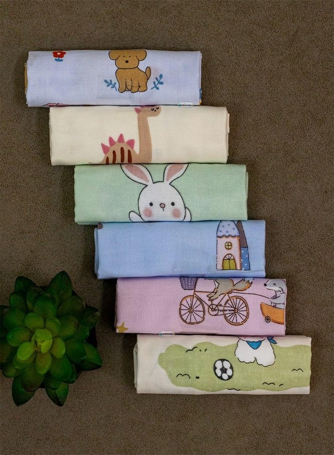 Rachna Baby Washcloths Organic Muslin Cotton | Ultra Soft Ultra Absorbent 2-Layer Napkin Set for Newborn | Quick Drying Reusable Face Wipes | Multicolour Prints | Pack of 6 | 30 x 30 cm (176A) - Image 2