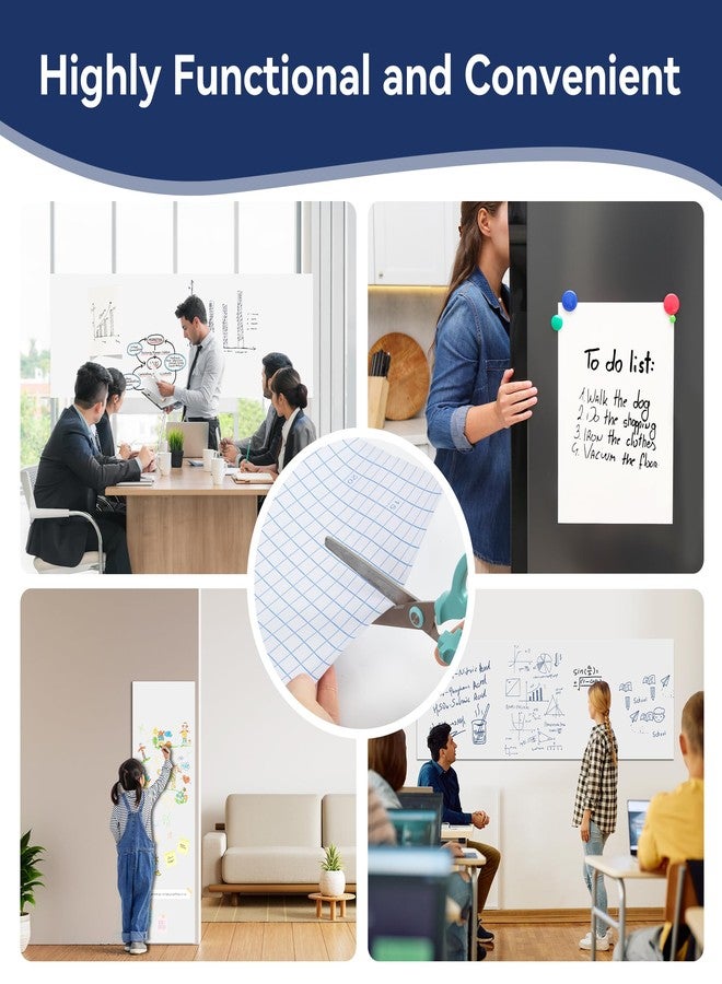 Vusign Whiteboard Sticker for Wall, 96" x 17.3" Dry Erase Board Wallpaper Peel and Stick，Self-Adhesive White Board for School, Office, Home, Kids Drawing with 3 Pen, 1 Cleaning Cloth - Image 3