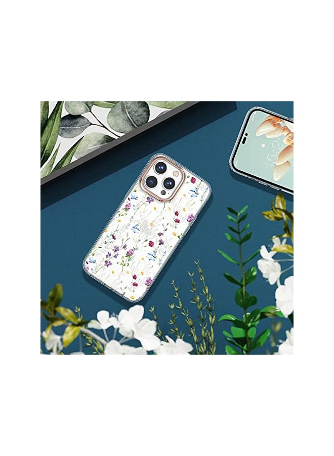 KASTWAVE Compatible With Iphone 14 Pro Max Flower Case Case Design For Girls Women Shockproof Floral Pattern Hard Back For Iphone 14 Pro Max Phone 6.7 In Garden - Image 2